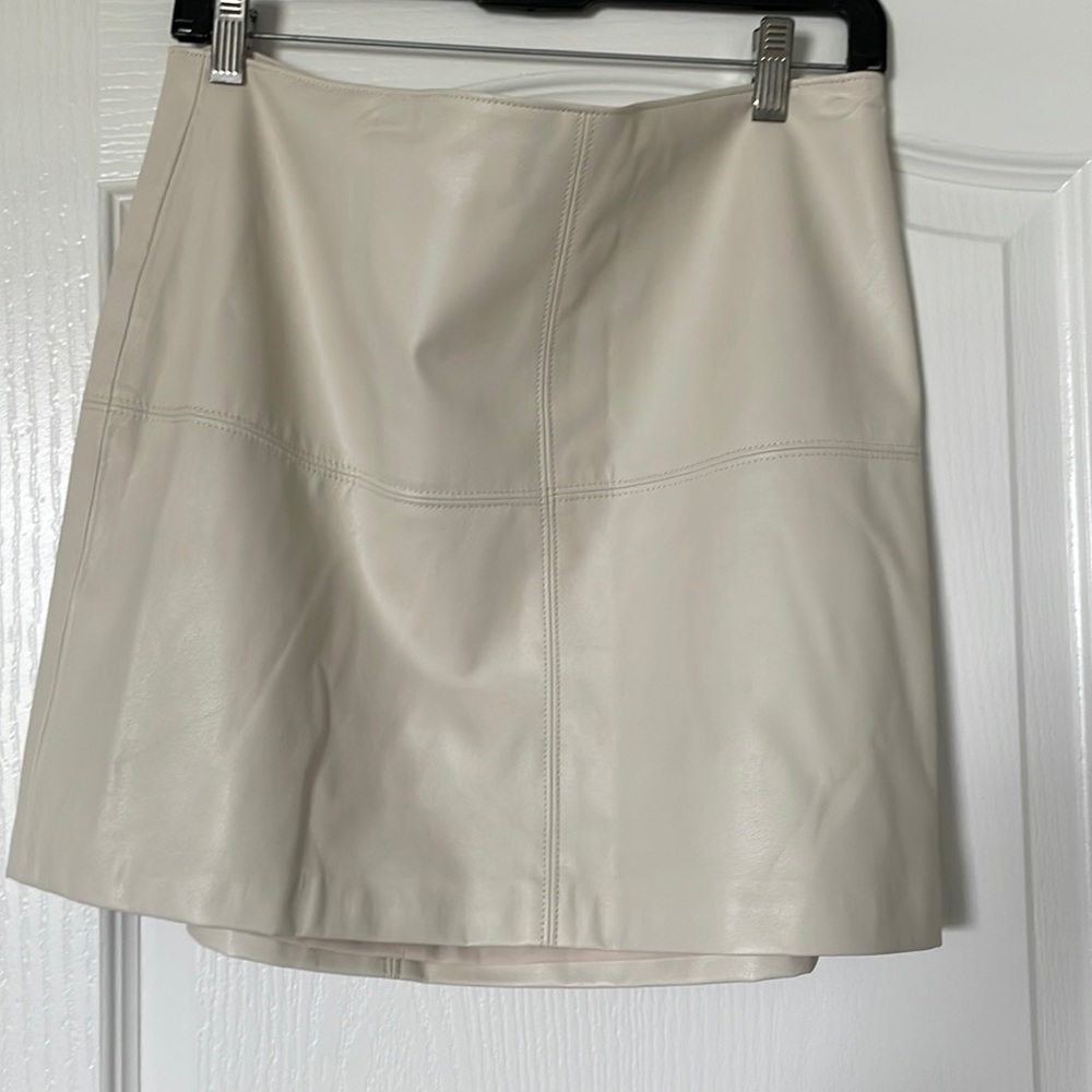 White faux leather skirt
